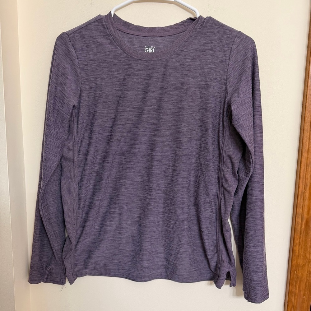 Athleta Girl Heathered Plum Long Sleeve Strength Top